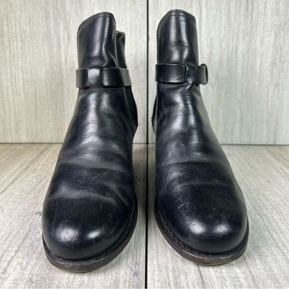 Rag & Bone Durham Black Leather Ankle Bootie Moto Heeled Boots Women’s Size 6 36 - Picture 5 of 10